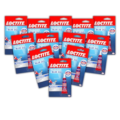 Loctite Threadlocker Blue 242 - Removable Thread Lock Glue for Nuts, Bolts, & Fasteners, Medium Strength Screw Glue to Prevent Loosening & Corrosion - 6 ml, 12 Pack - size: 12 Pack, style: Blue (Removable)