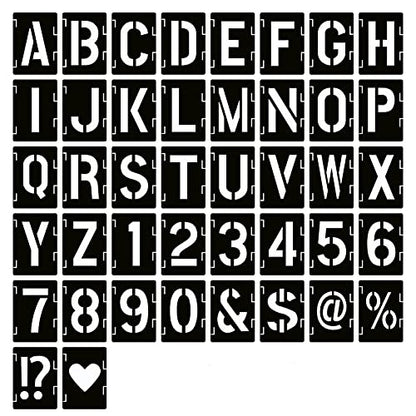 YEAJON 9 Inch Letter Stencils Symbol Numbers Craft Stencils, 42 Pcs Reusable Alphabet Templates Interlocking Stencil Kit for Painting on Wood, Wall, Rock, Sign, DIY Art Projects - size: 9 inch