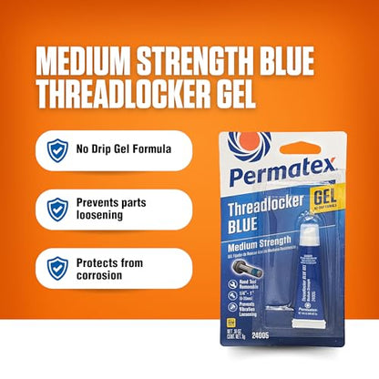 Permatex 24005 Medium Strength Threadlocker Blue Gel, 5 g - size: 5 ml, style: Gel - Medium Strength