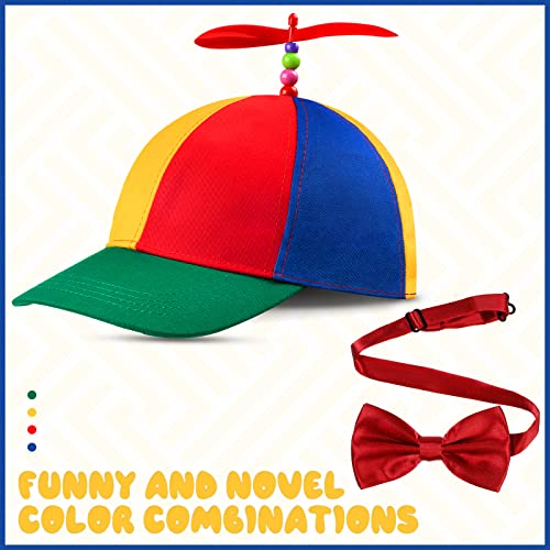 Sintege Propeller Hat Nerd Silly Twirly Cap Helicopter Cap with Spinner and Adjustable Bowtie for Costumes - color: Red