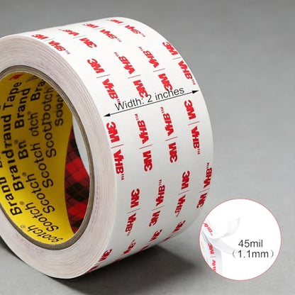 3M Double Sided Mounting Tape Heavy Duty Made of 3M VHB 4950 2"×10 Ft White Waterproof Foam Tape Strong Adhesive Strip Tape for Automotive Trim Insulation Strip Office Home Décor - size: 2"×10 Ft