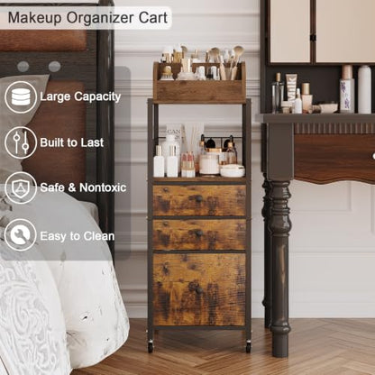 Makeup Organizer Cart with Drawers Make up Organizers for Vanity - color: Black
