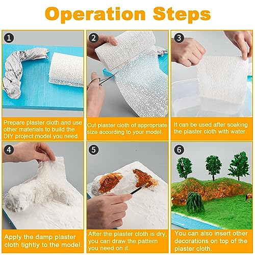 6 Pack Plaster Bandages 6" x 15 ft White Plasters Cloth Rolls Plaster Gauze Strips Bulk for Craft, Mask Making, Scenery Art, Belly Cast, Body Casts