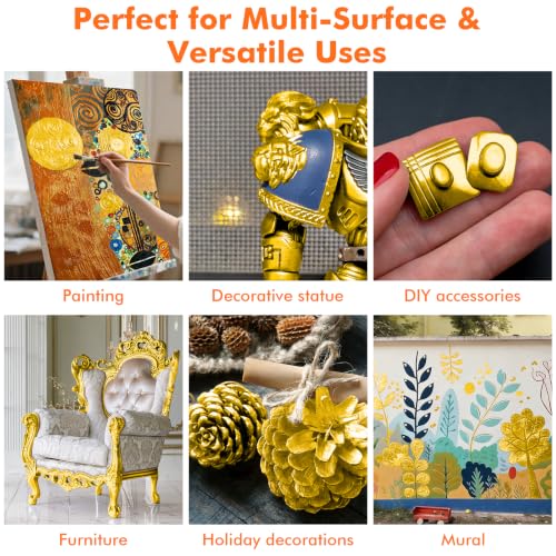 GOTIDEAL Gold Leaf Paint, 8.45oz/250ml, Metallic Gold Acrylic Paint - color: Bright Gold