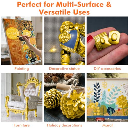 GOTIDEAL Gold Leaf Paint, 8.45oz/250ml, Metallic Gold Acrylic Paint - color: Bright Gold