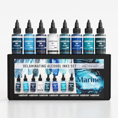 KAMENSKAYA Delaminating Alcohol Ink Set 'Marine', 8 x 1 fl oz - color: Marine