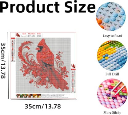 ZeeLionArt Diamond Art Kit, Cardinal Bird, 12x16 Inch - color: DP04654