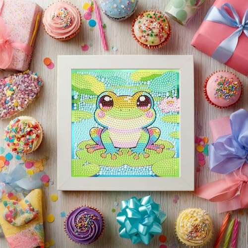 Gemozaic Frog Diamond Art Kits for Kids Ages 6-8-12 with Frame, 7 x 7 in - color: CC1104