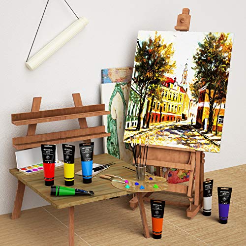 GOTIDEAL Canvases for Painting, 18 Pack Canvas Boards Multipack with Acrylic Paint Set,8 Primary Colors（(120ml,4 oz)