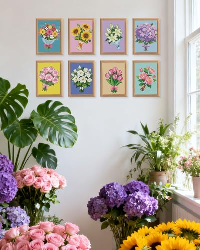 forever young Bouquet Small Diamond Art Kits, 5x7 Inch Canvas - color: Bouquet