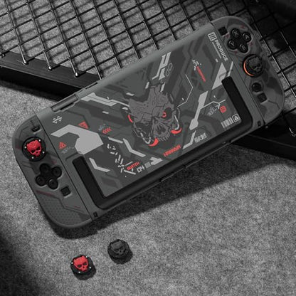 GeekShare Skull Thumb Grips Compatible with Nintendo Switch 2, Anti-Slip Silicone Cover Caps Set for Switch 2025, 4pcs - Black Red