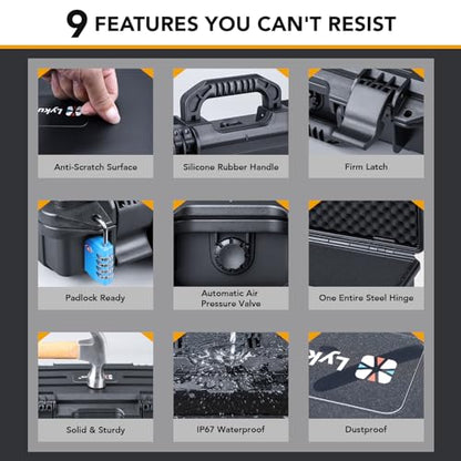 Lykus HC-4210 Waterproof Hard Case with Foam, Inner Size 16.14*4.72*2.95in - size: HC-4210