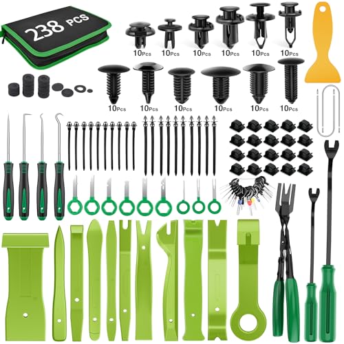 GOOACC 238Pcs Trim Removal Tool Auto Push Pin Bumper Retainer Clip Set - color: 120Pcs Clips + 118 Remover Green