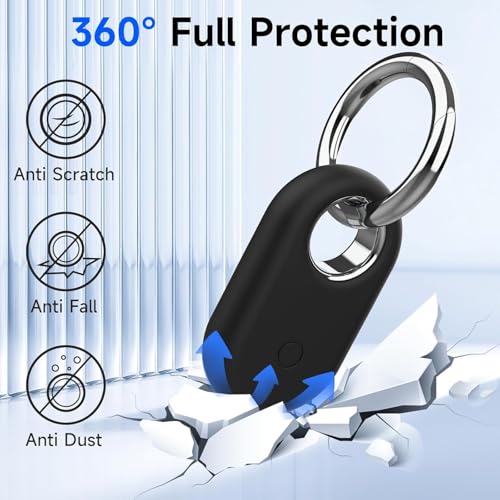 Smart Tag 2 Case Compatible with Samsung Galaxy SmartTag2 Holder, Anti Lost Secure Keyring for Keys Pet Collar Luggage Bag Travel, Full Cover Protective SmartTag 2 Keychain, 4-Pack Black/Blue