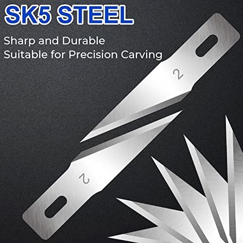 DIYSELF 150 PCS Exacto Knife Blades #2, SK5 Exacto Blades with Storage Case - size: #2