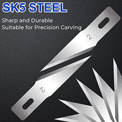 DIYSELF 150 PCS Exacto Knife Blades #2, SK5 Exacto Blades with Storage Case - size: #2
