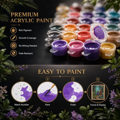 HITO Halloween Paint by Numbers Kit for Adults Witch 16x20 Inch Frameless - color: Witch Forest