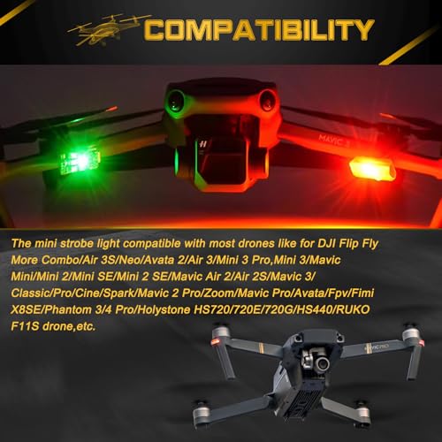 x xotic tech Mini Drone Strobe Light Super Bright LEDs Compatible with DJI RC Quadcopters Drone Night Flying Anti Collision LED Lamp Rechargable Accessories(2 Sets) - size: 2 Sets