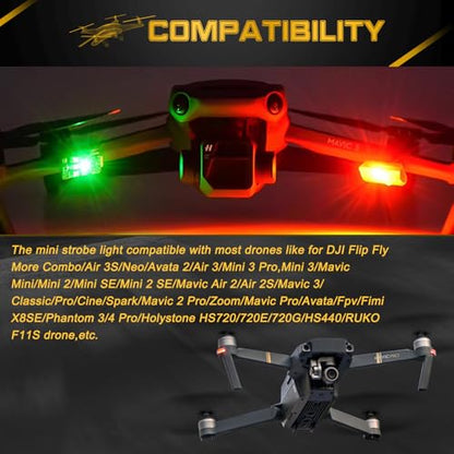 x xotic tech Mini Drone Strobe Light Super Bright LEDs Compatible with DJI RC Quadcopters Drone Night Flying Anti Collision LED Lamp Rechargable Accessories(1 Set) - size: 1 Set