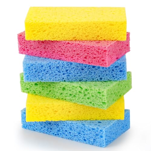 Temede Cellulose Sponges, Heavy Duty Kitchen Sponges, Non-Scratch, 6 Pack - size: 6 Count (Pack of 1)