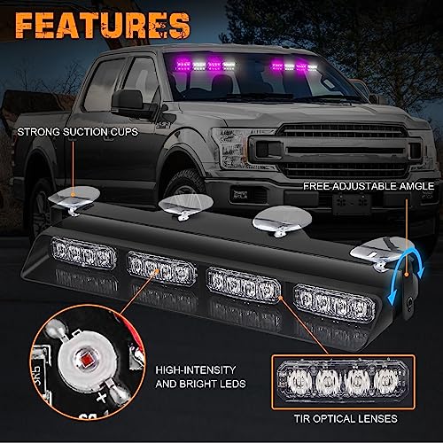 XRIDONSEN 2 in 1 2x 14 inch Strobe Light Bar - color: Purple and White