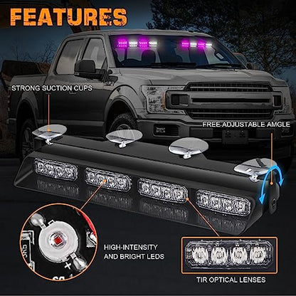 XRIDONSEN 2 in 1 2x 14 inch Strobe Light Bar - color: Purple and White