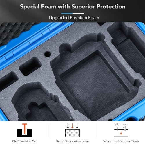 Lykus Titan MM410 Waterproof Hard Case (Blue) for DJI Mini 4 Pro/Mini 3/Pro and DJI RC 2/RC/RC-N2/N1, Support 7 batteries and RC lanyard [CASE ONLY] - color: Blue