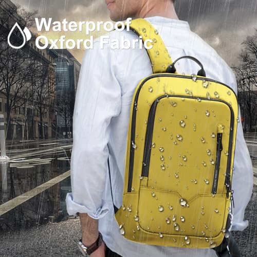 hk Backpack for Men Business Slim Laptop Bag - color: Lemon Yellow, size: 15.6 Inch