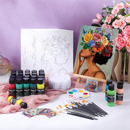 AmazingSpark 12 Set Sip and Paint Kit for Adults Pre Drawn Canvas,Butterfly - style: Butterfly