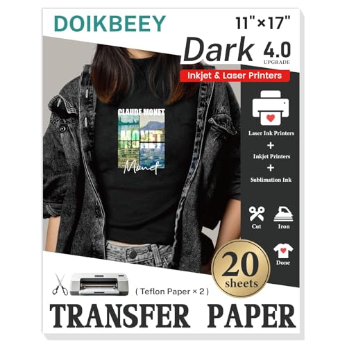 Heat Transfer Paper - 20 Sheets, 11" X 17" Dark Iron On Transfer Paper - color: Dark(20 Sheets)