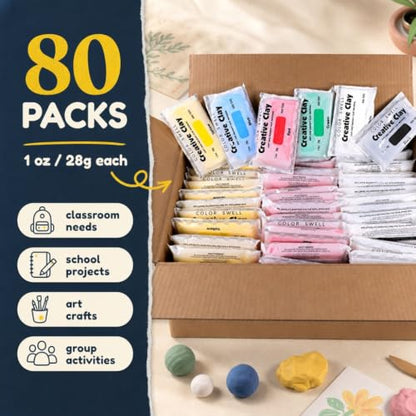 Color Swell Creative Clay Bulk Pack, 80 Packs of 1oz