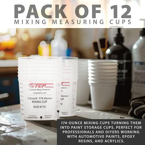 Custom Shop Paint Mixing Cups, 5-Quart, 12 Pack, Plastic Measuring Cups - size: 12 Count (Pack of 1)