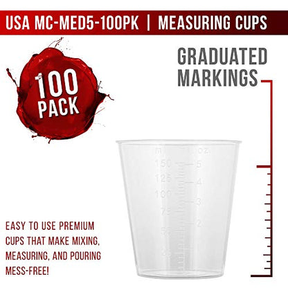 Pouring Masters 5 Oz (150 ml) Liquid Measuring Cups,100 Pack with 25 Sticks - size: 5-Ounce - Cup