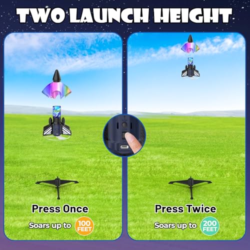 Rocket Launcher for Kids, 200 ft Self Launching Motorized Rocket Toy - color: Blue