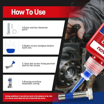 VIKAGU 242 Blue Medium Strength Removable Thread Locker - 8.45 Oz/250ml High Cost-Performance Ratio - Thread Glue for Screws -Anaerobic Blue Locktight- Thread Lock for Bolts,Nuts - style: $39.99/250ML