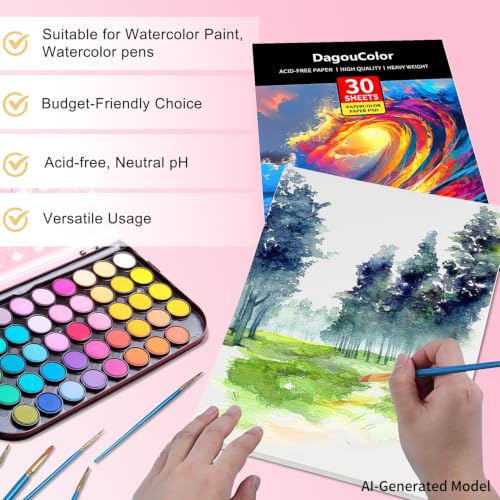 DagouColor Watercolor Paper Pad, 30 Sheets - Ocean Blue, A4, 2 Pack - color: Ocean Blue