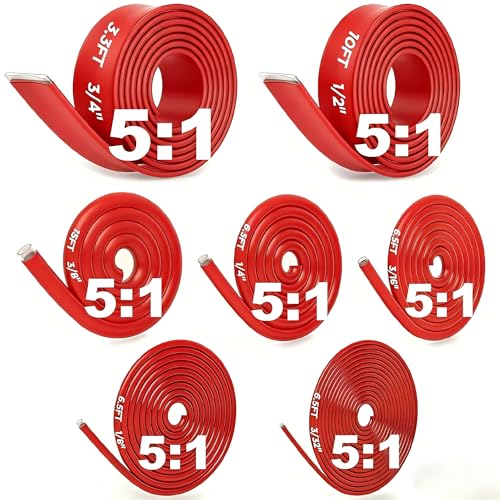 5:1 Heat Shrink Tubing Roll Kit, 5:1 Adhesive Lined, 7 Diameters, Total 54 Ft Marine Grade Dual Wall, Waterproof Electrical Wire Shrink Wrap Tubing – for Industrial & Automotive (RED) - color: RED