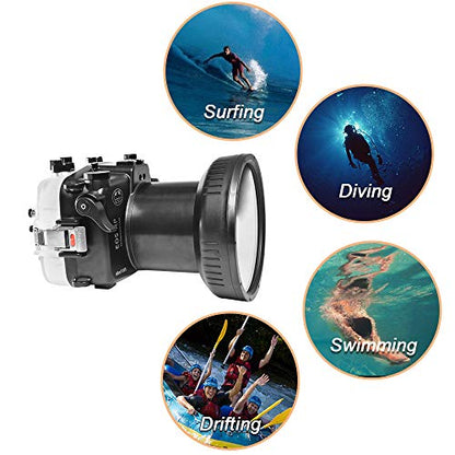 Sea frogs Waterproof Housing Case Underwater Diving Camera Case with Flat Long Port 40M/130FT for Canon EOS RP