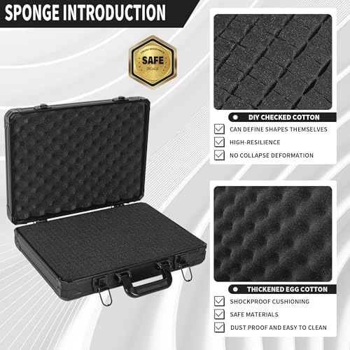 17 InchCarrying Case with Customizable Pre-Diced Foam - size: 17.1x12.6x4.4 Inch