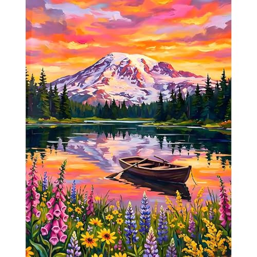 xackcme Mountain Paint by Numbers for Adults - Lake Scenery Paint by Numbe - color: MT22988