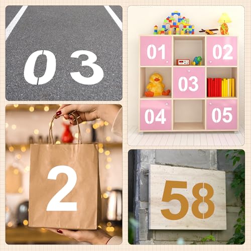 5,6,8 Inch Number Stencils,30Pcs Plastic Reusable Washable Curb Stencil Kit - size: "5Inch,6Inch,8Inch"