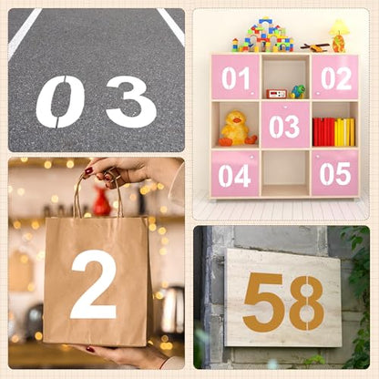 5,6,8 Inch Number Stencils,30Pcs Plastic Reusable Washable Curb Stencil Kit - size: "5Inch,6Inch,8Inch"