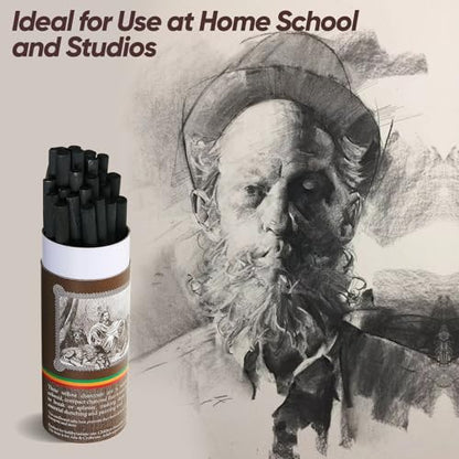 100 Pcs Willow Charcoal Sticks,Black for Sketching Drawing