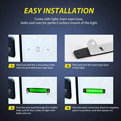 Nilight Side Marker Light 10PCS 3.8" Red Green 6LED Indicator Lights - color: 3.8" Red Green 10Pcs