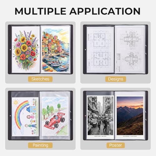Nicpro 12x18 Art Portfolio Folder, 30 Pockets Art Painting Portfolio Binder - size: 12"x18"
