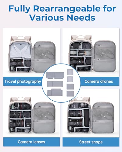 BAGSMART 2 in 1 Small Camera Backpack for DSLR, Fits 12.9" iPad, Camel - color: Camel