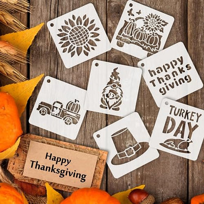 Augshy 56Pack Fall Stencils for Painting on Wood Crafts Thanksgiving Decor - style: Fall