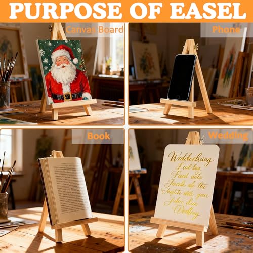 25 Pack 9" Wood Easels, Tabletop Tripod Stand for Painting Party & Crafts