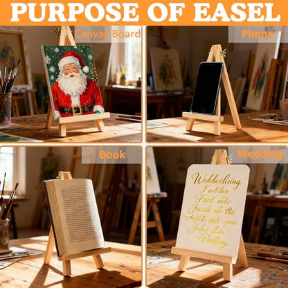 25 Pack 9" Wood Easels, Tabletop Tripod Stand for Painting Party & Crafts