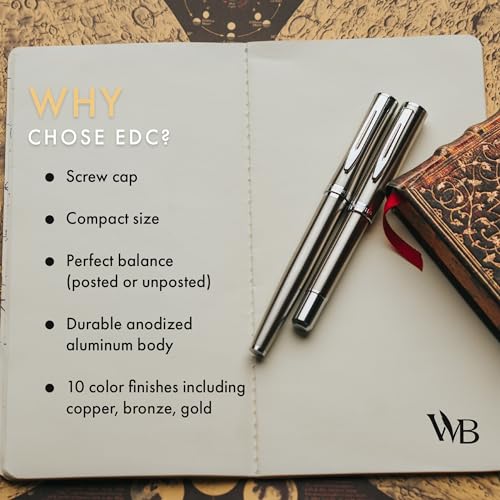 Wordsworth & Black Mini Pocket Fountain Pen for Writing, Medium Nib, Silver - color: Silver Chrome